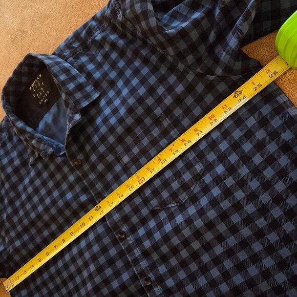 Twills United Button Up L/S Shirt Mens 4XL Blue Black Check Cotton India Made - Picture 9 of 10